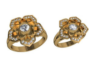 tjf 20 el diamante de oro anillo 3d print model - Mito3D