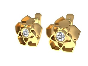 tjf 22 diamond gold earring 3d print model - Mito3D