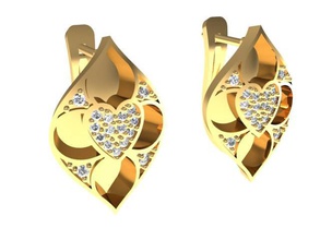 tjf 24 diamond gold earring 3d print model - Mito3D