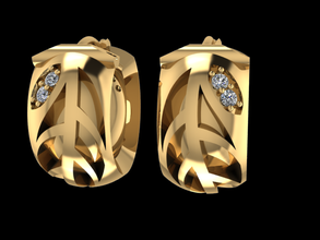 tjf 34 diamond gold earring 3d print model - Mito3D