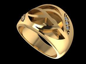 tjf 36 tamaño 7 el diamante de oro anillo 3d print model - Mito3D