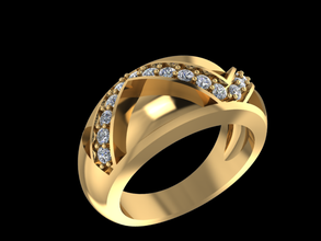 tjf 54 size 8 diamond gold ring 3d print model - Mito3D