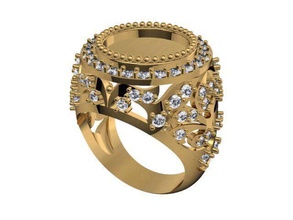 tjf 57 diamond gold ring 3d print model - Mito3D