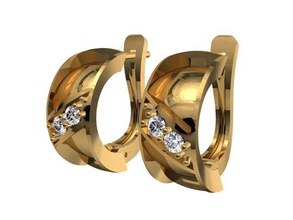tjf 71 diamond gold earring 3d print model - Mito3D
