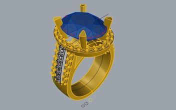 tjo 17 diamond gold ring 3d print model - Mito3D