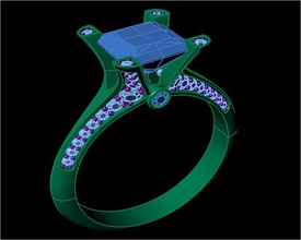tjo 4 diamond gold ring 3d print model - Mito3D