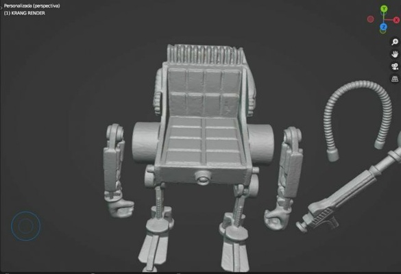 tmnt androide krang silla 3d impresión modelo in escaneos réplicas 3dexport juguetes clásico 3d print model - Mito3D