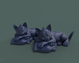 tom fofa gato 3d impressão modelo in animais 3dexport jerry dormindo travesseiro desenhos animados animal escultura miniatura miniaturas 3d print model - Mito3D