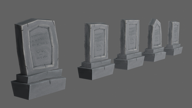 tombstones 3d model in landmarks 3dexport cemetery grave halloween ancient low-poly necro game gravestone game-ready exterior historic 3d print model - Mito3D