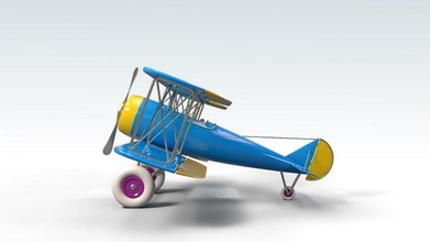 toon biplane airplane flight toy child play game asset pbr lowpoly 3d print model - Mito3D