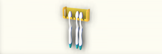 cepillo dientes soporte higiene dental blanco 3d print model - Mito3D