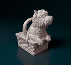 toto in basket 3d print model figurines 3dexport dog oz wizard animal printready printable stl obj 3d print model - Mito3D