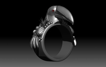 Tukan ring metallic gold Schmuck twisted Schaft diamond 4claw Stein mossonaite ruby Ringe Juwel engagement toucan Tier Vogel Silber kostbar Mode 3d print model - Mito3D