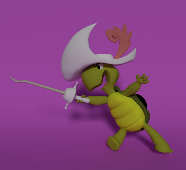 touche turtle 3d model in 3dexport animal cartoon hanna barbera character swordsman reptiles illustration art cute fish 3D print model - Mito3D