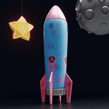 brinquedo rocketvol2 foguete toon desenho animado espaço começar lua 3d print model - Mito3D
