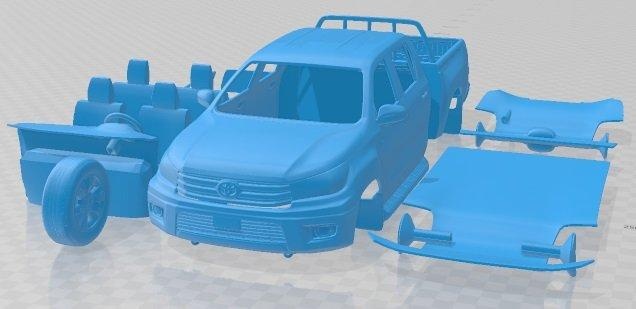 toyota Hilux doble taxi jinete 2015 imprimible coche vehiculo automotor espacio scalextric Tamiya rc miniz pasatiempo micro fundido presión 3d print model - Mito3D