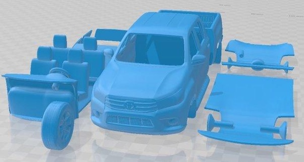 toyota Hilux doble taxi revo 2018 imprimible coche vehiculo automotor espacio scalextric Tamiya rc miniz pasatiempo micro 3d print model - Mito3D