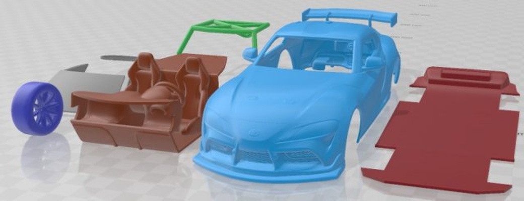 toyota supra gt4 2020 printable car 3d print model in automotive 3dexport slot scalextric tamiya rc miniz hobby micro diecast 3d print model - Mito3D