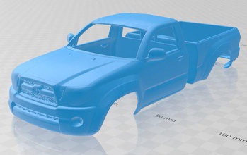 toyota tacoma regularcab 2011 printable body car 3d print model in automotive 3dexport slot scalextric tamiya rc miniz hobby micro crawler 3d print model - Mito3D