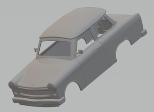 trabant 601 imprimible cuerpo del coche diferentes de la pared espesores shell rc radio control ranura scalextric 3d print model - Mito3D