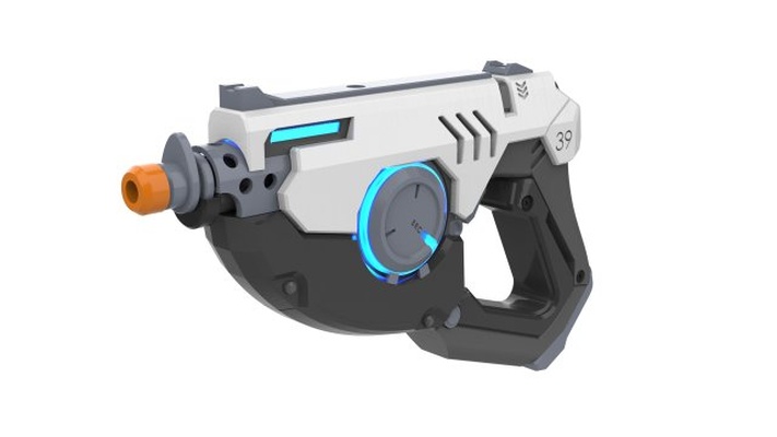 tracer blaster original haut overwatch druckbar stl obj cad bündeln kommerziell 3d drucken modell spielzeuge 3dexport spielzeug kunst diy cosplay video spiel impuls pistole stütze schritt waffen dva 3d print model - Mito3D