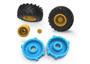 tractor tire mold 3d print model in automotive 3dexport rough terrain truck wheel scale car double diecast toy vehicle cars rc offroad 4x4 3d print model - Mito3D