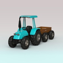 tractor trailer wheel articulated agriculture field harvest crop farm machine utility power heavy combine farming game grain semi duty vehicle 3d print model - Mito3D