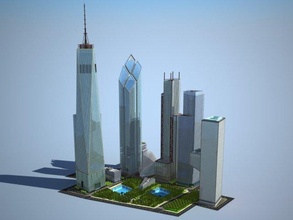 world trade center complex 3d model in cityscapes 3dexport american usa city one york ny symbol newyork landmark building towers wtc symbolic skytower 9-11 3d print model - Mito3D