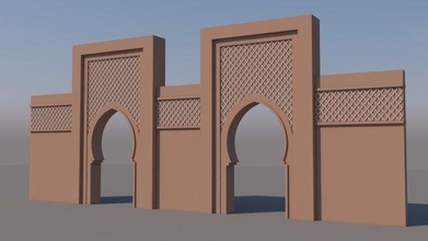 tradicional marroquí puerta marrakech Marruecos diseño decoración islámico patrones arquitectónico Ramadán árabe ciudad calle puertas exterior exteriordesign juego linterna Entrada 3d print model - Mito3D