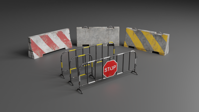 verkehr barrieren 3d modell verschiedenes 3dexport barriere straße beton zaun halt fahrbahn fechten barrikade autobahn metall menge wagen 3d print model - Mito3D