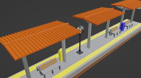 treno stazione piattaforma modello treni station platform stampa creare taglia colla pezzi epossidica scala h0 ferrovia segnale traccia diorama playset 3d print model - Mito3D