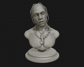 travis scott 3d scultura pronto to stampa modello in 3dexport fallimento statua arte figurina ritratto cantante rap travisscott sculture 3d print model - Mito3D