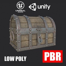 treasure chest poly pbr 3d print model in decor 3dexport pirate pirates caribbean unreal unity antique old game ready real 3d print model - Mito3D