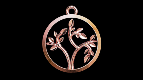 albero vita classico pendente ciondoli jewelry pendant oro collana gioiello gioielleria minimo medaglione tree of life foglia design 3d print model - Mito3D