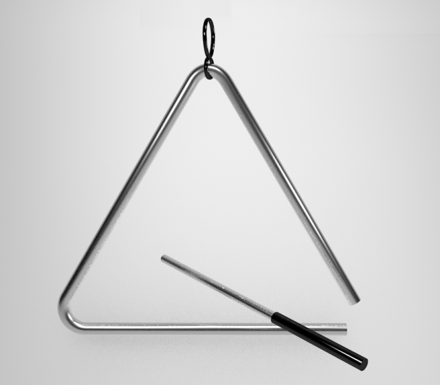 triangle instrument 3d modèle in percussion 3dexport musical tringulo triangulo tué musique métal métallique doublure ébullition musicien instruments triangles 3D print model - Mito3D