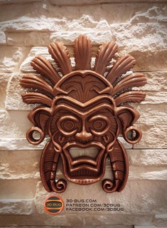 tribal mur masque décoration décor maison art sculpture mythique ancien monstre personnage figurines 3d print model - Mito3D