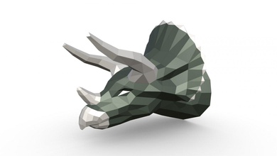 triceratopo testa figura 3d stampa modello in mostri creature 3dexport dinosauro preistorico estinto lucertola bestia creatura dino predatore mostro poli animali statua giocattolo cartone animato papercraft origami 3d print model - Mito3D