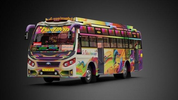 Trinethra Privat Bus Tamilnadu Indien 3d Modell cuddalore Tindivanam Maracanama Mixer Busse Einheit ue5 ets2 Spiel bereit 3d print model - Mito3D