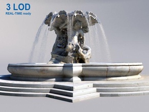 triton fountain statue sculpture art water monument mermaid architecture element realtime lowpoly cityscape normals ue4 unity architectural 3d print model - Mito3D