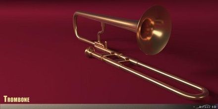 trombone no1 livre 3d modelo in latão 3dexport musical instrumento orquestral 3dmodel realismo conjunto cena decorativo decorativeset elemento 3d print model - Mito3D
