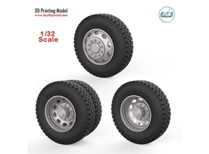 truck wheels 1-32 3d print model in automotive 3dexport vehicle car heavy wheel tire trailer tamiya diameter load scale 3d print model - Mito3D
