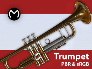 trompeta trompetas instrumento música viento amplificador sonido cuerno latón jazz orquesta concierto clásico oro banda realista tubo pbr juego Listo 3d print model - Mito3D
