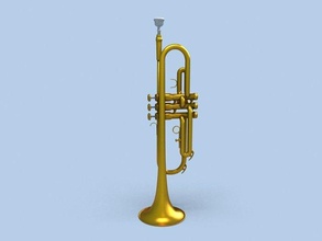 trumpet 3d model in brass 3dexport trombone jazz pipe music instrument horn orchestra tube classic gold accord realistic photoreal 3d print model - Mito3D