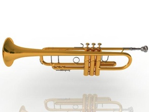 trompeta cucurucho cuerno musical instrumento latón plata música orquesta banda conjunto jugar jazz texturas aximixa clásico musica 3d print model - Mito3D
