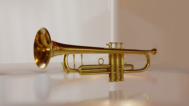 trompette pbr 3d modèle in laiton 3dexport instrument jeu prêt jouer ready 3d print model - Mito3D