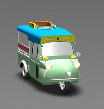 tuk 3 tekerlekli kurbağa araba 3wheeler 3d print model - Mito3D
