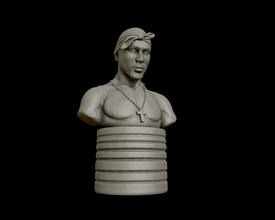tupac shakur 3d ritratto scultura Stampa modello statua cantante rap 2pac 3dmodel 3dprint testa arte sculture 3d print model - Mito3D