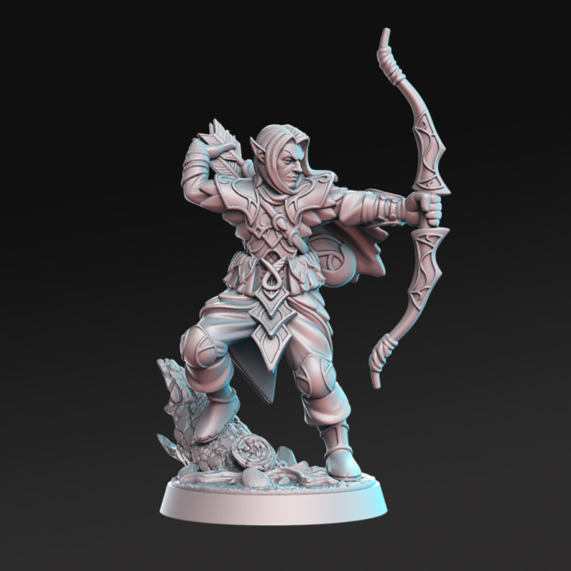 turandur miniatures ready to print 3d model in sculpture 3dexport fantasy miniature orc archer armor elf bow elves weapon wizard assassin middle rn estudio sword lord paladin dnd rpg 3D print model - Mito3D