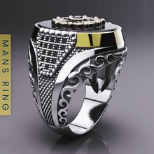 turc hommes bague 3d impression modèle individualité mansring bijoux ottoman argent tendance diamant gemme Hommes anneaux mans ring 3d print model - Mito3D