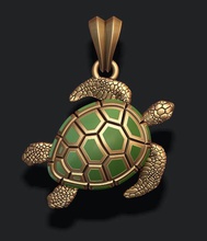 pendentif en forme de tortue l'émail la l'océan mer natation marine les tortues animal compagnie reptilia l'eau le zoo nature lézard reptile joyau bijoux d'argent emal 3d print model - Mito3D